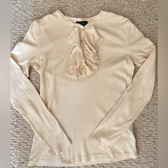 EUC Lauren Jeans Ralph Lauren Ruffle Long Sleeve Top S - Picture 1 of 3